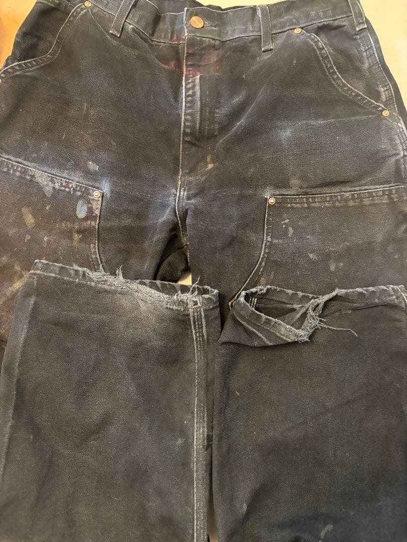 usa製 90s カーハート Carhartt ダブルニー ブラック！w34