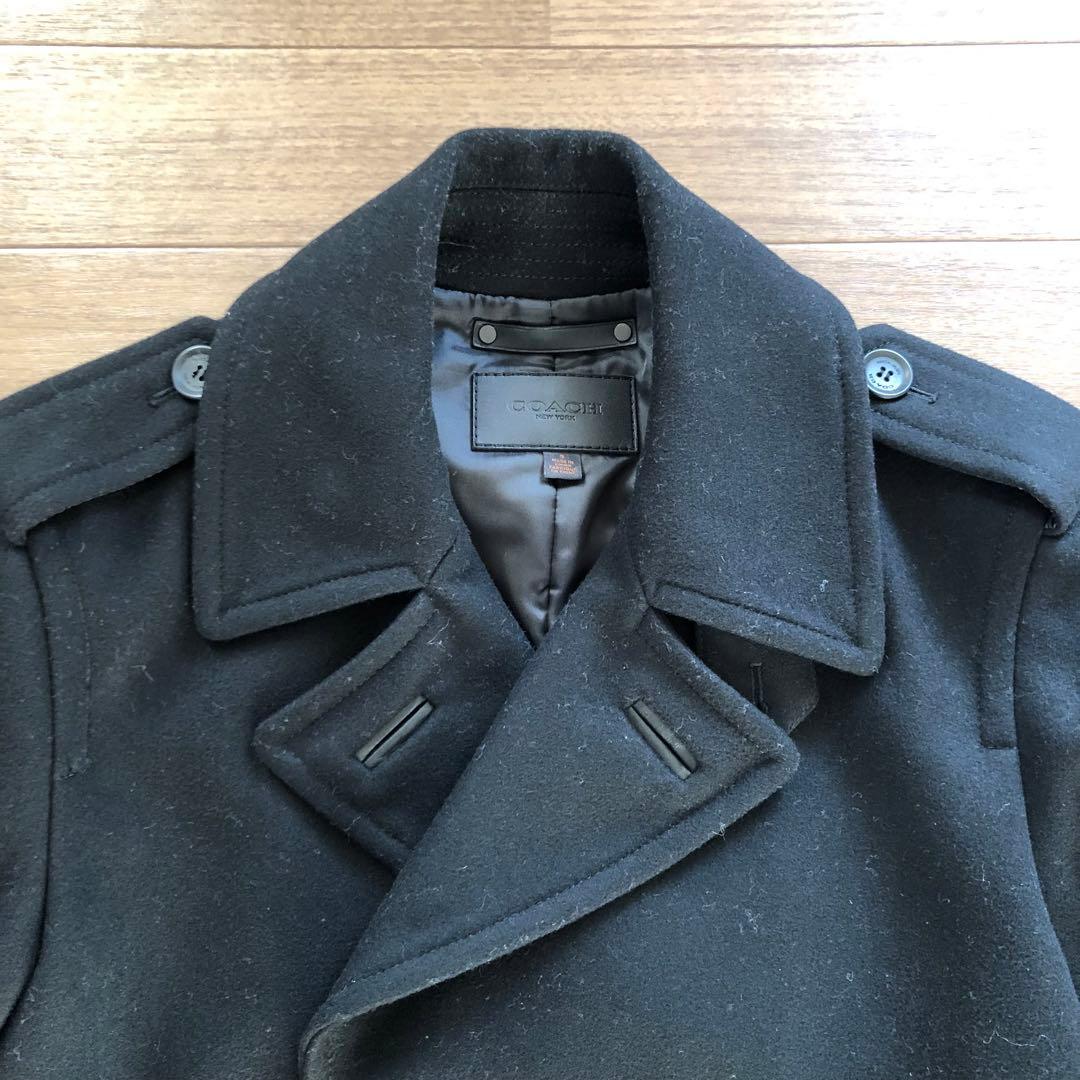 【良品】COACH コーチ ピーコート 黒 ダブル ウール サイズS