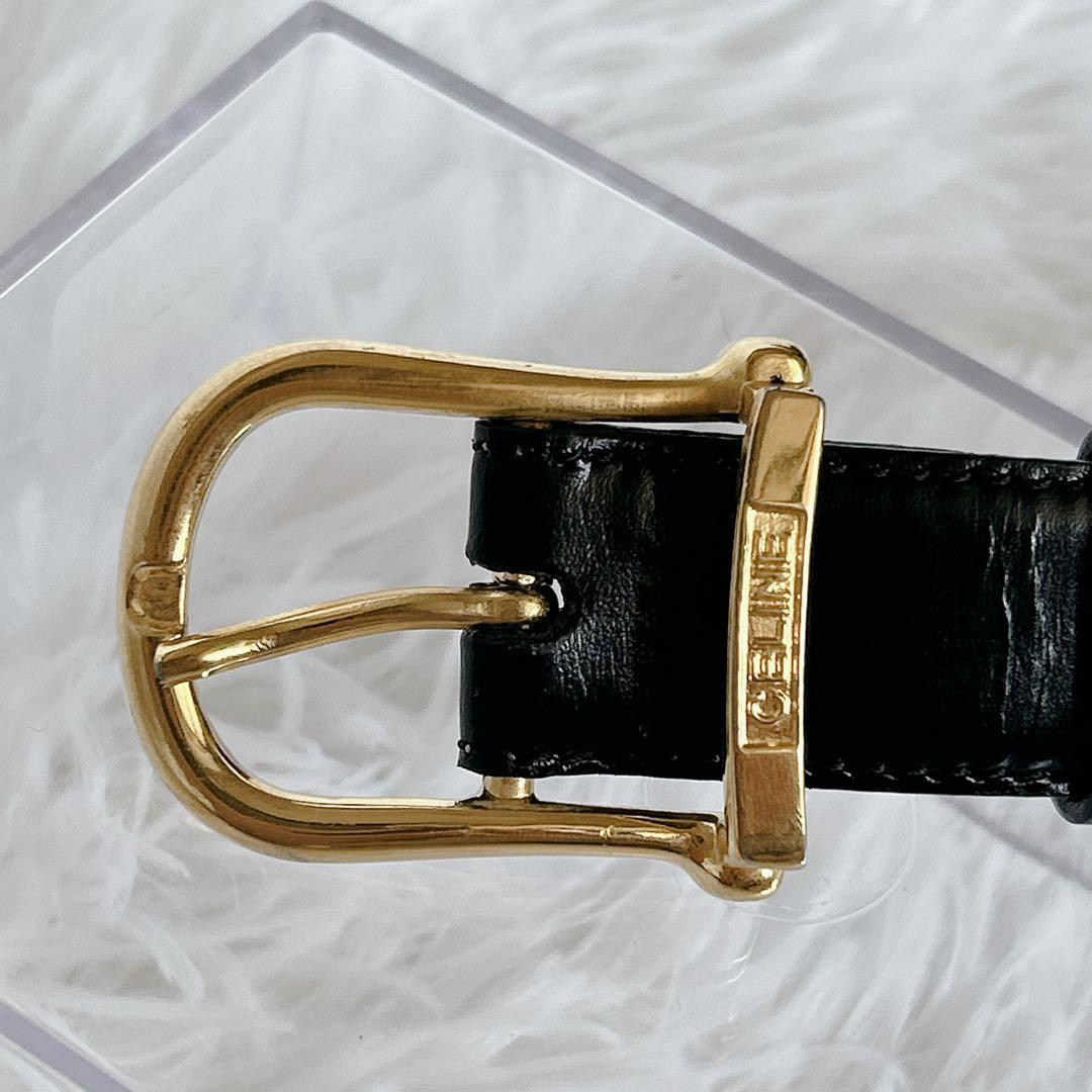 CELINE ゴールドバックル ホースビット レザーベルト ヴィンテージ 65