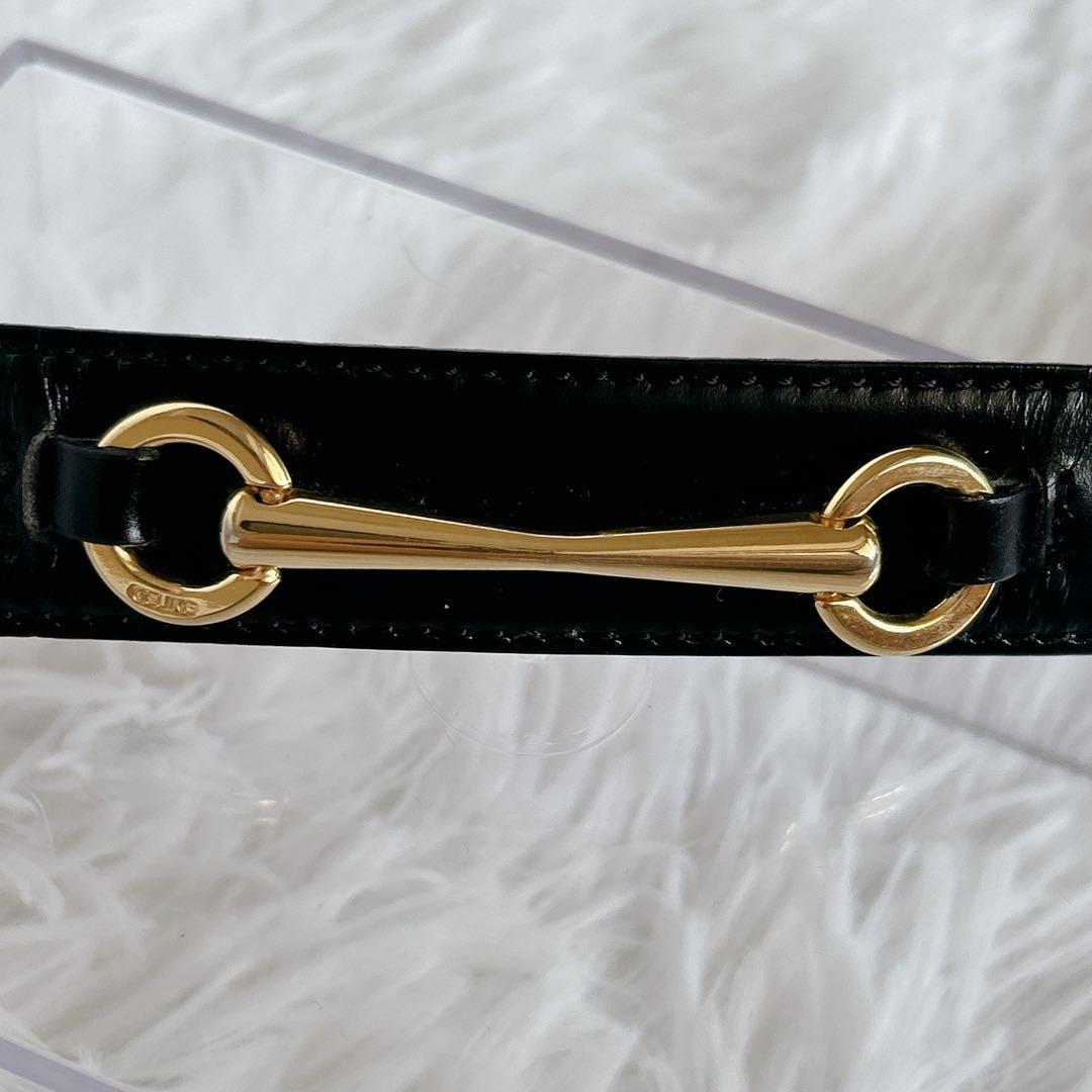 CELINE ゴールドバックル ホースビット レザーベルト ヴィンテージ 65