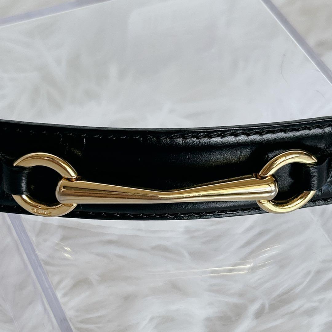 CELINE ゴールドバックル ホースビット レザーベルト ヴィンテージ 65