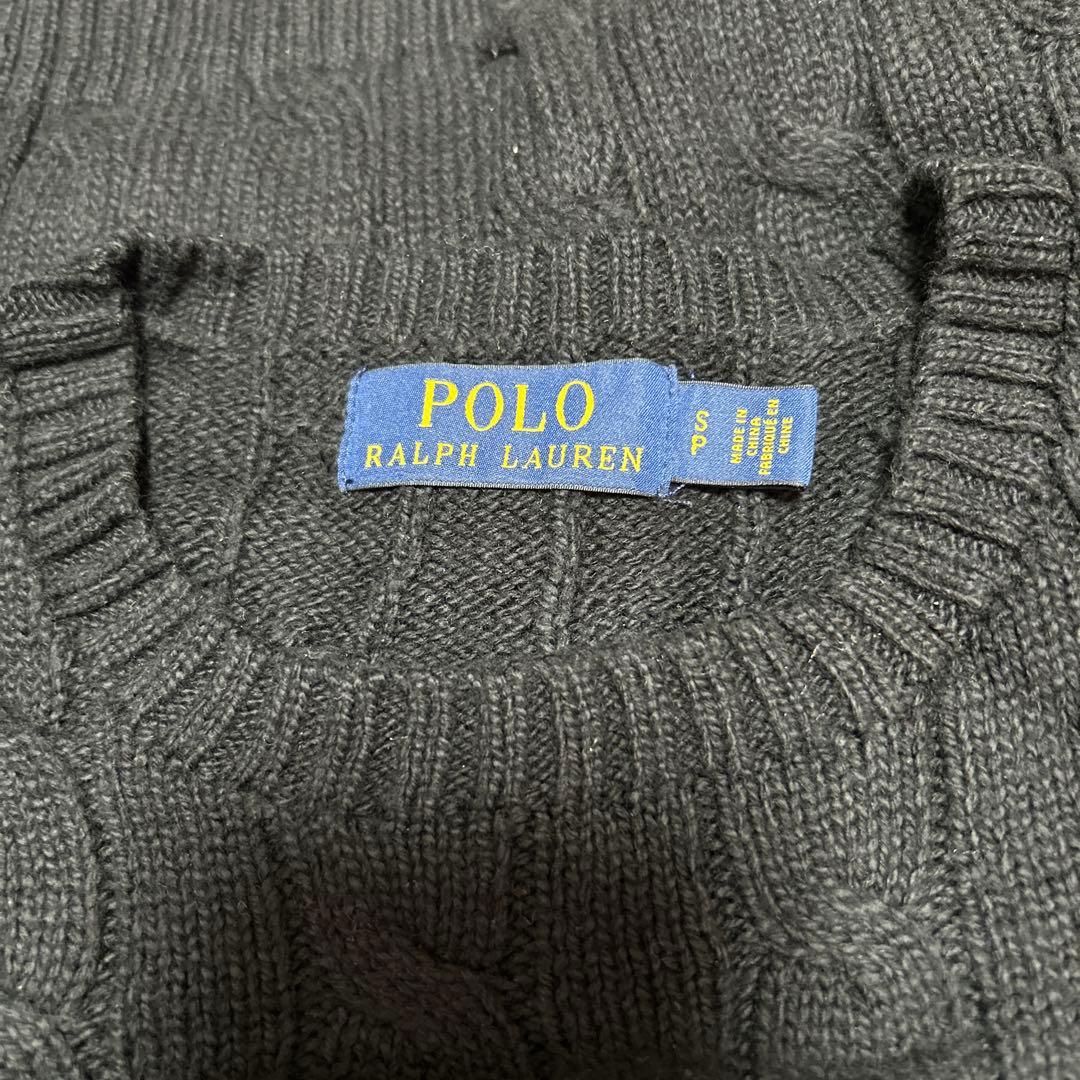 【美品】　ポロラルフローレン　ケーブル　ニット　クルーネック　ブラック