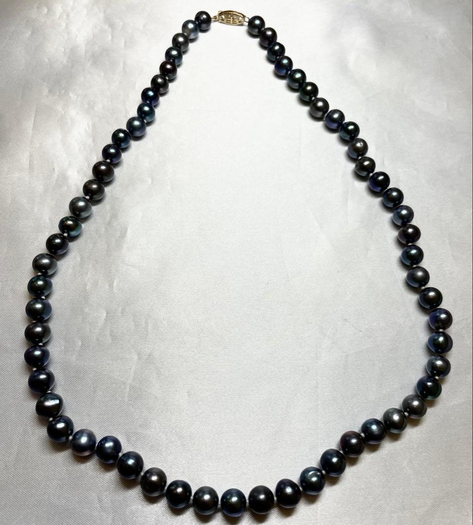 美品★南洋黒蝶 ピーコック パール ネックレス 14k 14金