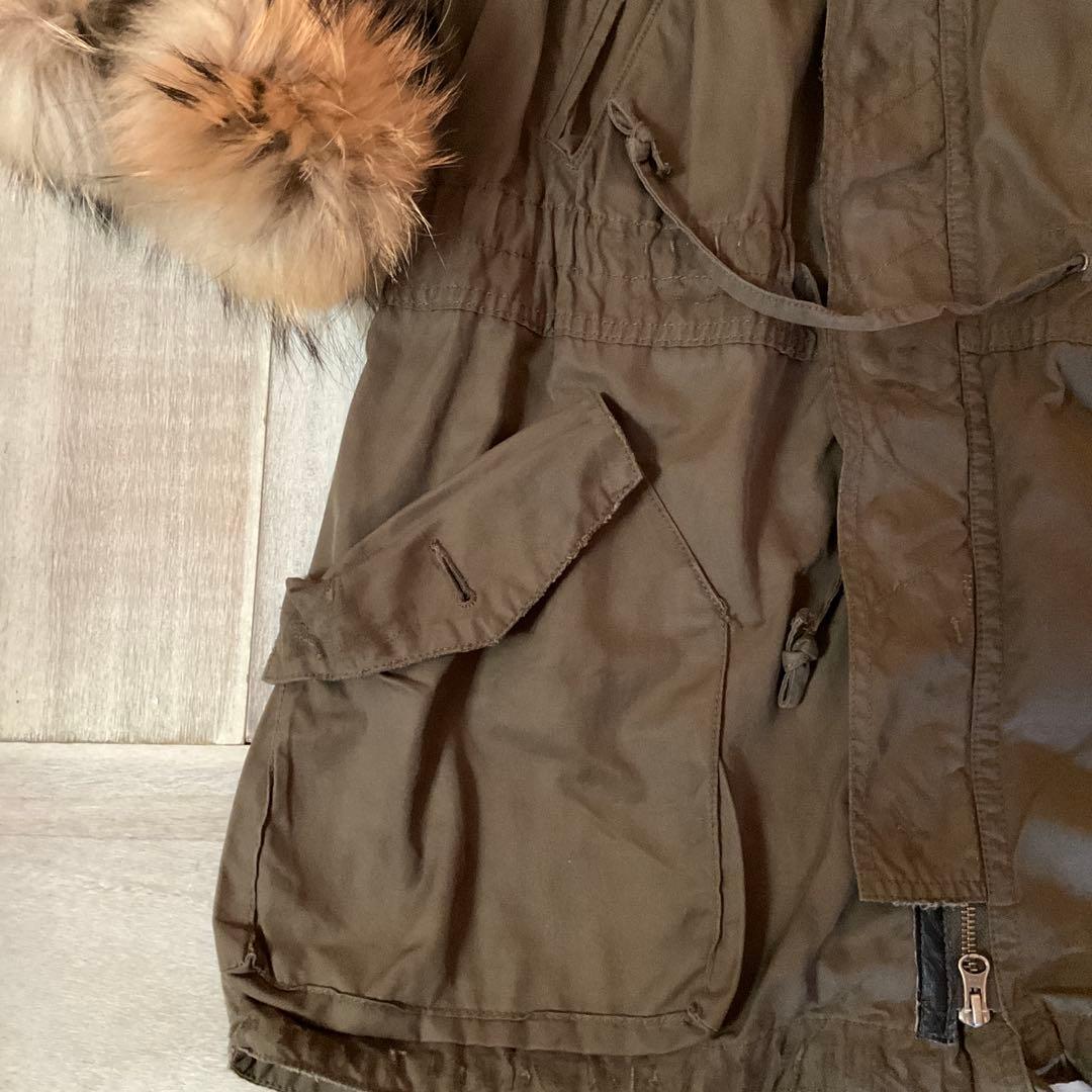 美品LE CIEL BLEUカーキ ファー付き モッズコート