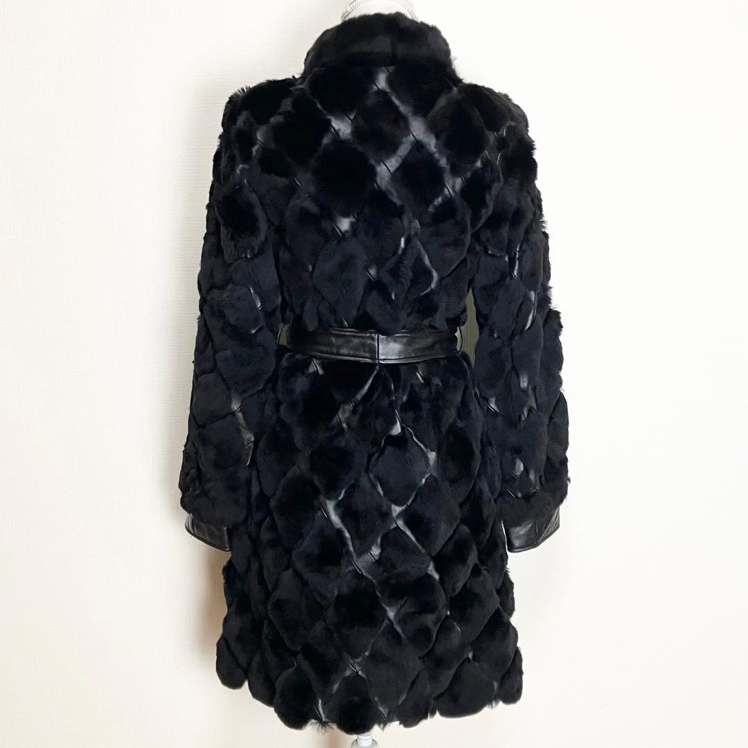 ヴィヴィアンタム　レッキスラビット　ラムレザー　ロングコート　裏地花柄　ブラック