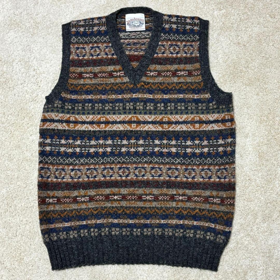 ジャミーソンズ フェアアイル Vネック ベスト 40 スコットランド製
