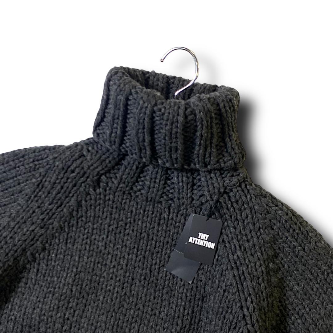 TMT 定価4.9万 M ウール タートルネック ニット セーター 毛 黒