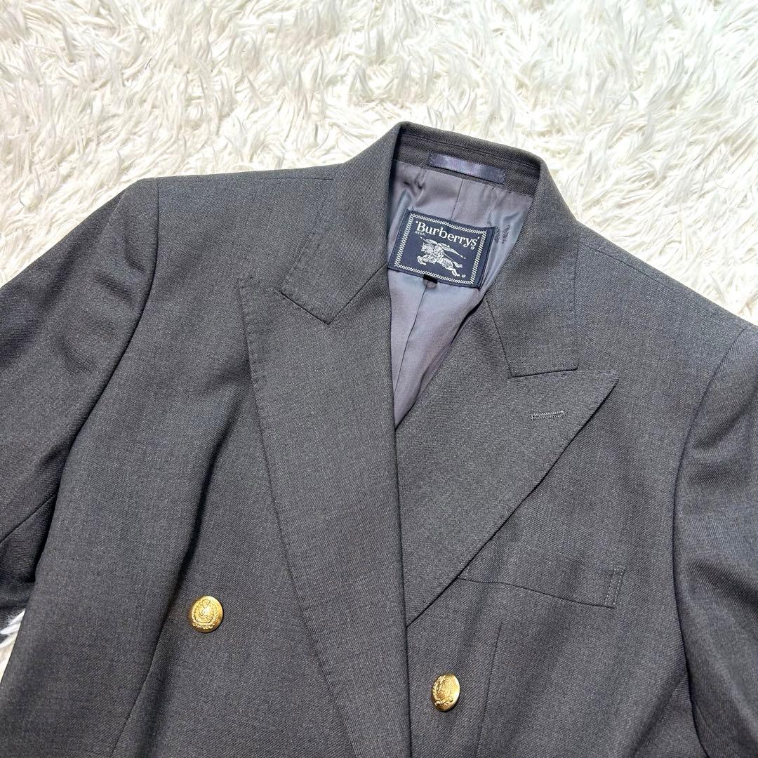 バーバリーズ　テーラードジャケット　40 グレー系　ダブル　金ボタン　カシミヤ混
