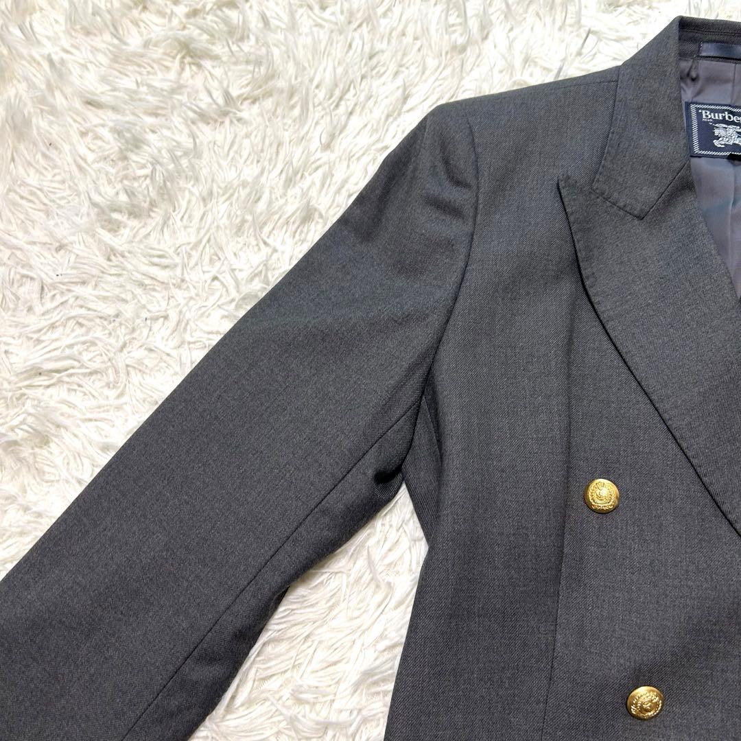 バーバリーズ　テーラードジャケット　40 グレー系　ダブル　金ボタン　カシミヤ混