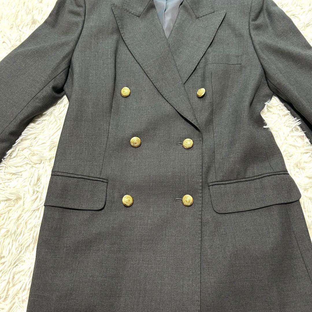 バーバリーズ　テーラードジャケット　40 グレー系　ダブル　金ボタン　カシミヤ混