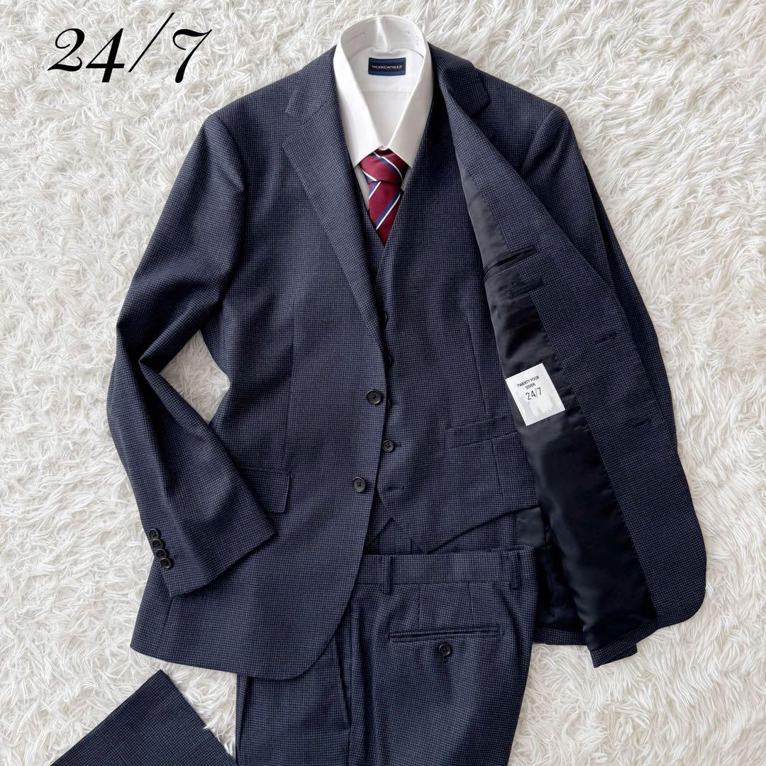 3ピース⭐︎TWENTY FOUR SEVENセットアップスーツ 千鳥格子 L相当