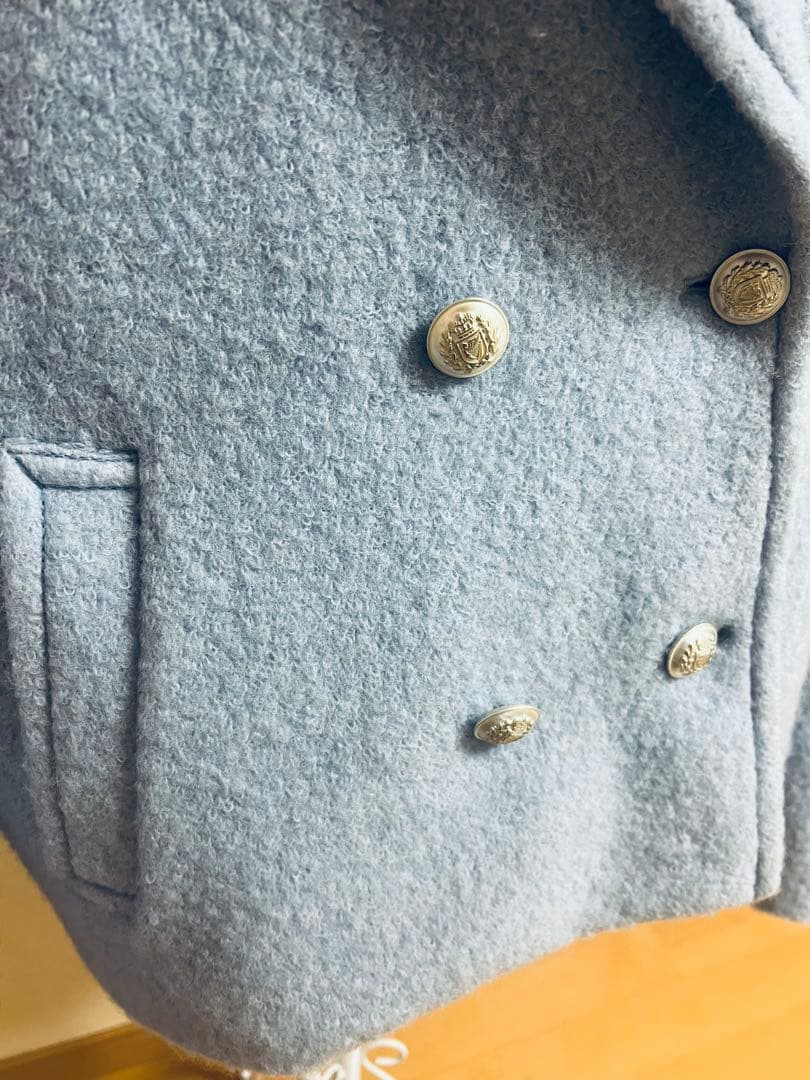 パシオーネ passioneライトブルー ダブルブレストコート38 オススメ♡