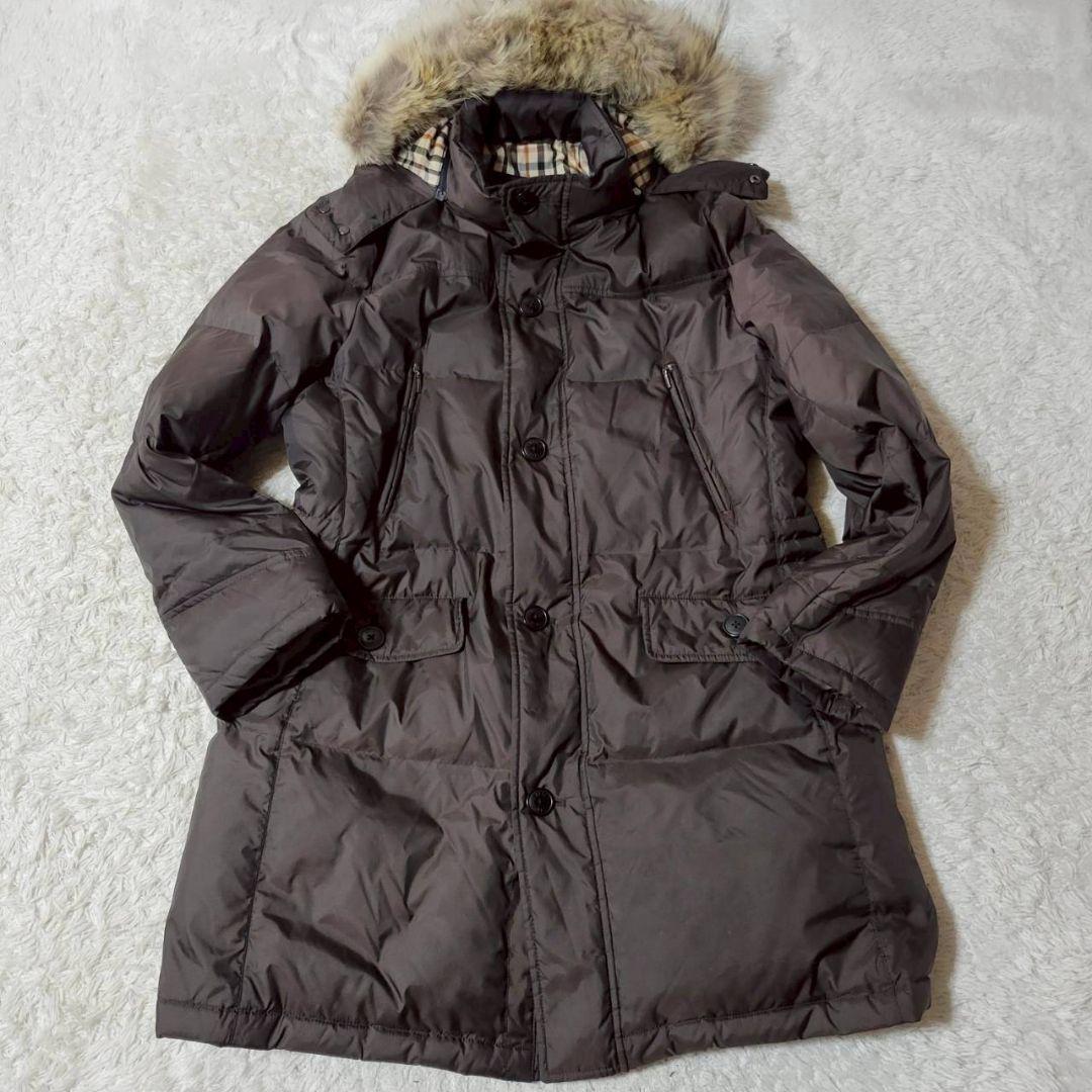 美品　DAKS　ダウンコート　ブラウン　ロゴボタン　3way　ドローコード　LL