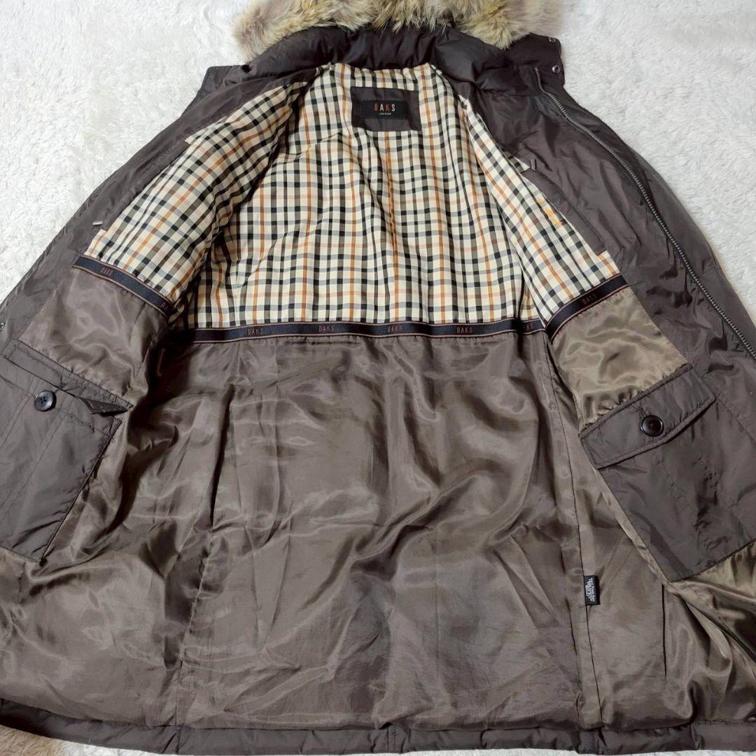 美品　DAKS　ダウンコート　ブラウン　ロゴボタン　3way　ドローコード　LL
