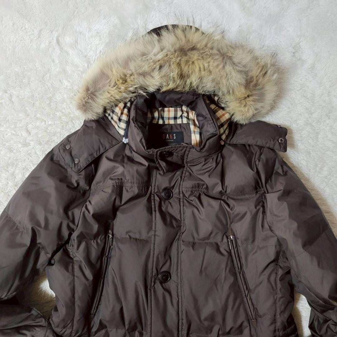 美品　DAKS　ダウンコート　ブラウン　ロゴボタン　3way　ドローコード　LL
