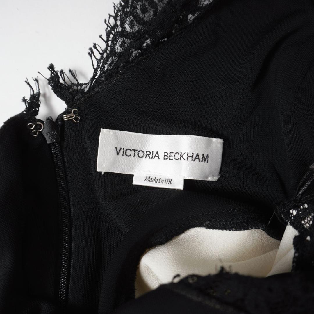 ヴィクトリアベッカム サテンレース切替パーティドレス 白 サイズ38*HD694