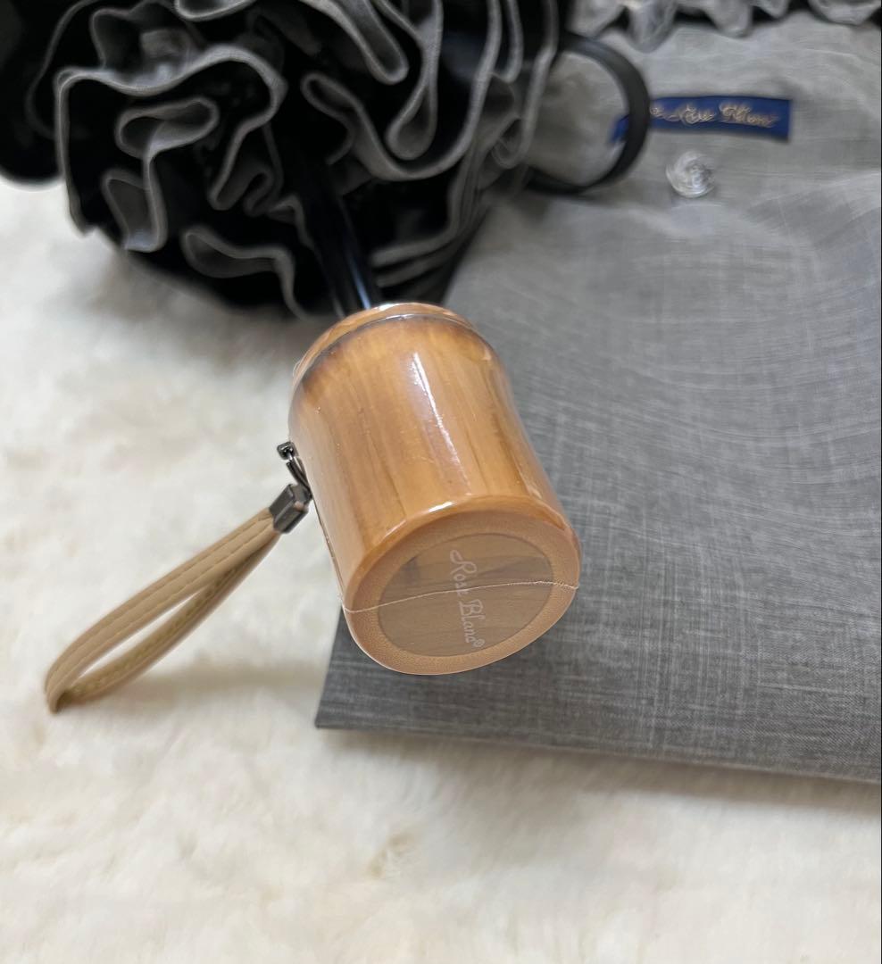 新品未使用　芦屋ロサブラン　日傘　2段折り　フリル　グレー　遮光100%