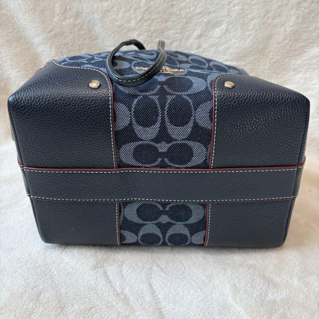 【激美品】COACH コーチ ショルダーバッグ 巾着 シグネチャー デニム