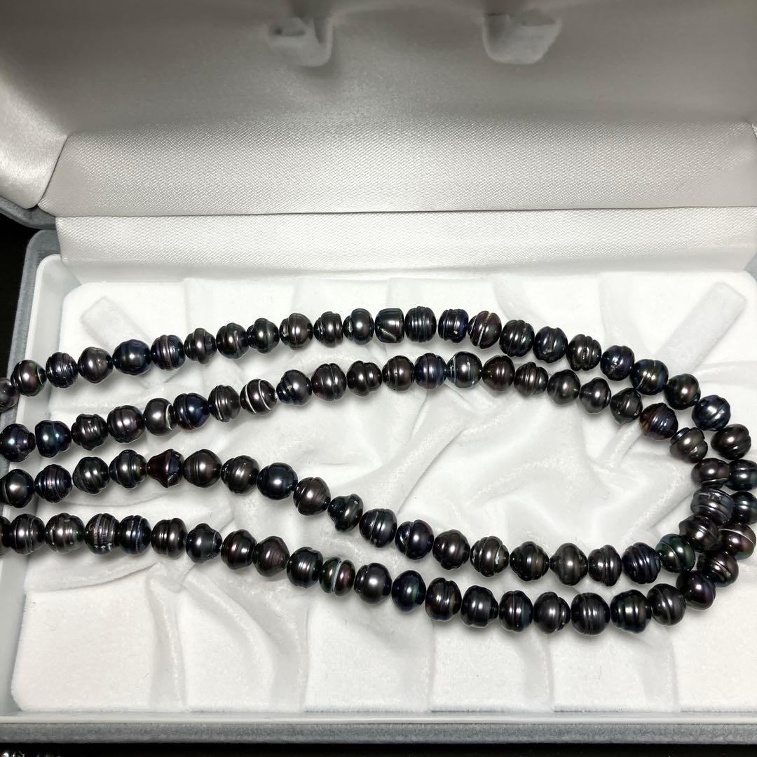 超ロング162㎝✨ 黒蝶真珠 パールネックレス 8mm珠 Silver