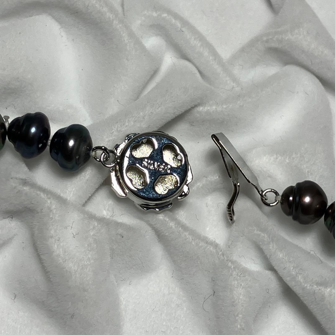 超ロング162㎝✨ 黒蝶真珠 パールネックレス 8mm珠 Silver