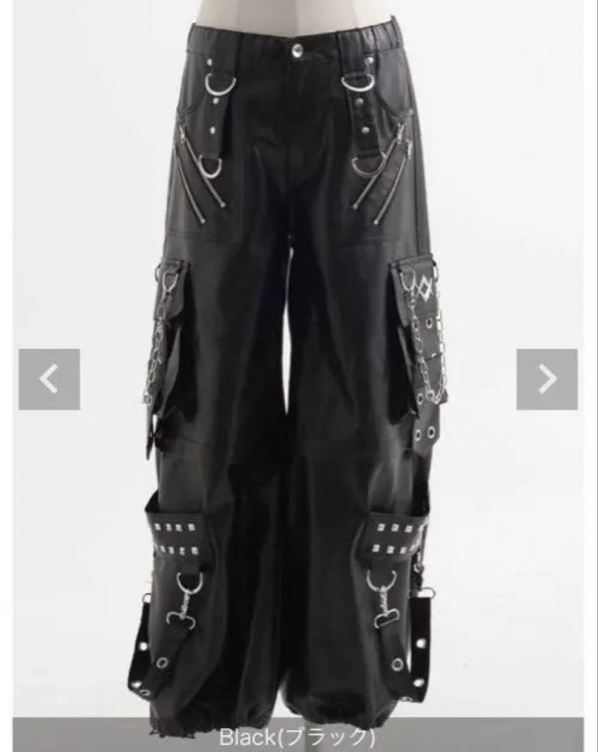 REFLEM【レフレム】2WAYワイドボンテージPUレザーパンツ