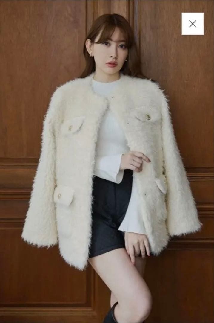  Faux Fur Coat Herlipto ecru Mサイズ