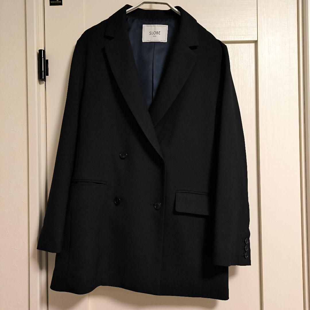 美品 SLOBE IENA ネイビー ダブルボタンジャケット ネイビー 38