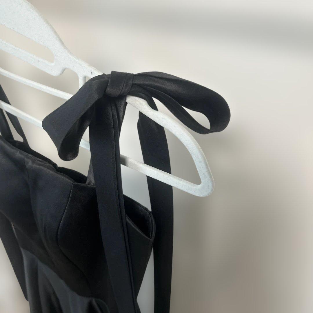 ブラックウェディングドレス 韓国風 前撮りドレス 二次会ドレス リボン