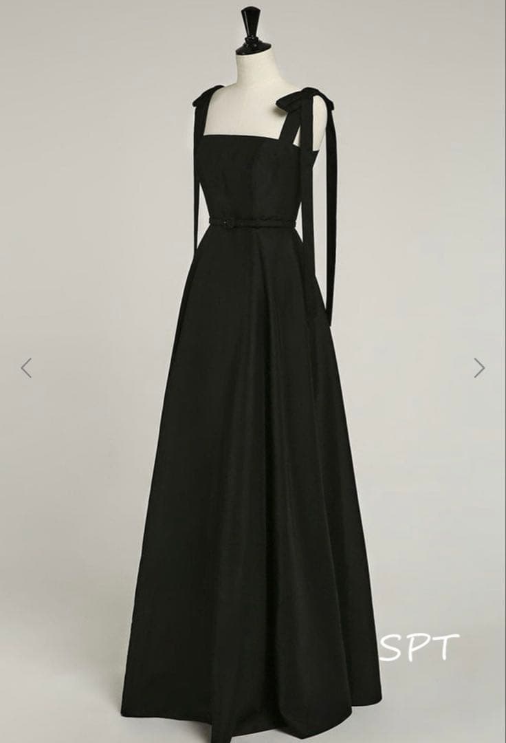 ブラックウェディングドレス 韓国風 前撮りドレス 二次会ドレス リボン