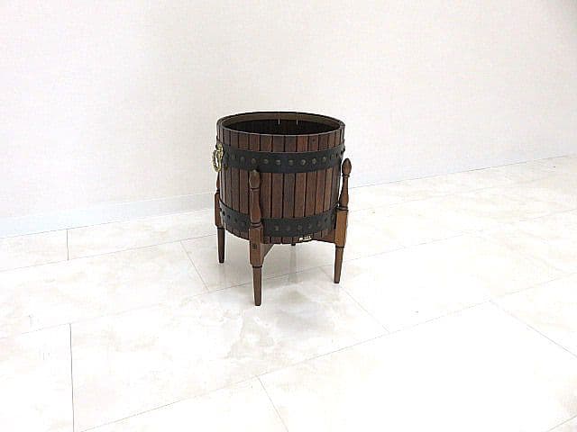 カリモク 樽型プランタースタンド 　プランターケース/プランターカバー/小物入れ