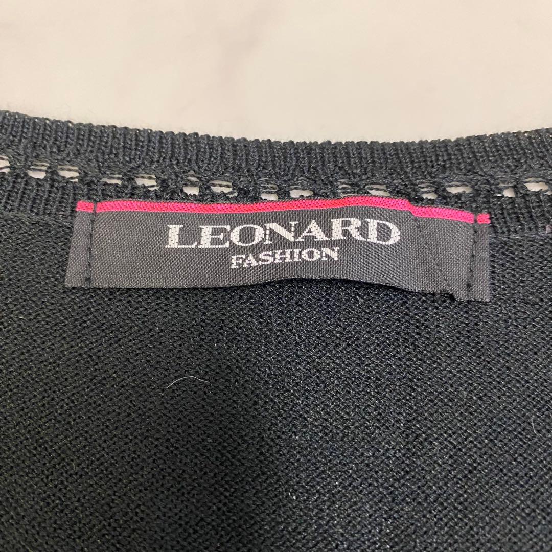 希少★LEONARD ニットワンピース 花柄 シルク ラインストーン L