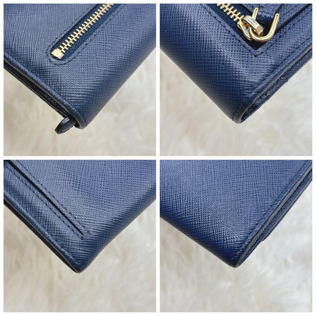 PRADA 長財布 サフィアーノ フィオッコ メタルロゴ リボン ネイビー