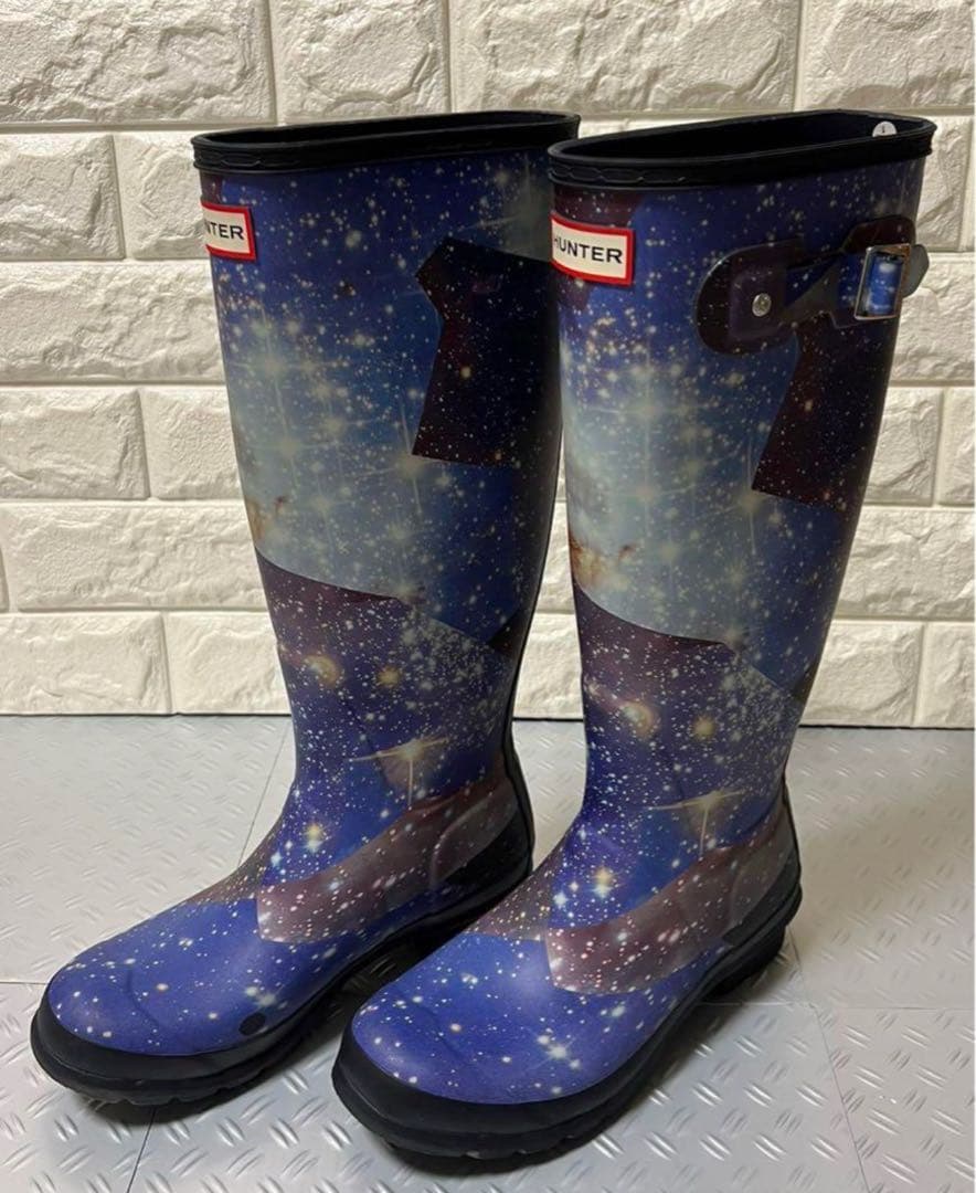 HUNTER 宇宙柄 ロングブーツ US7 24cm