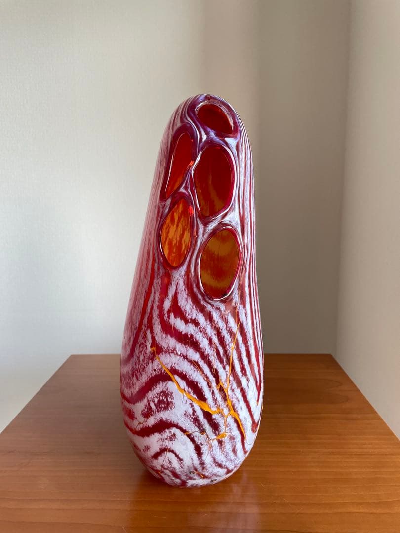 【現品・即購入OK】ガラス花瓶　ガラスオブジェ　フラワーベース　作家物