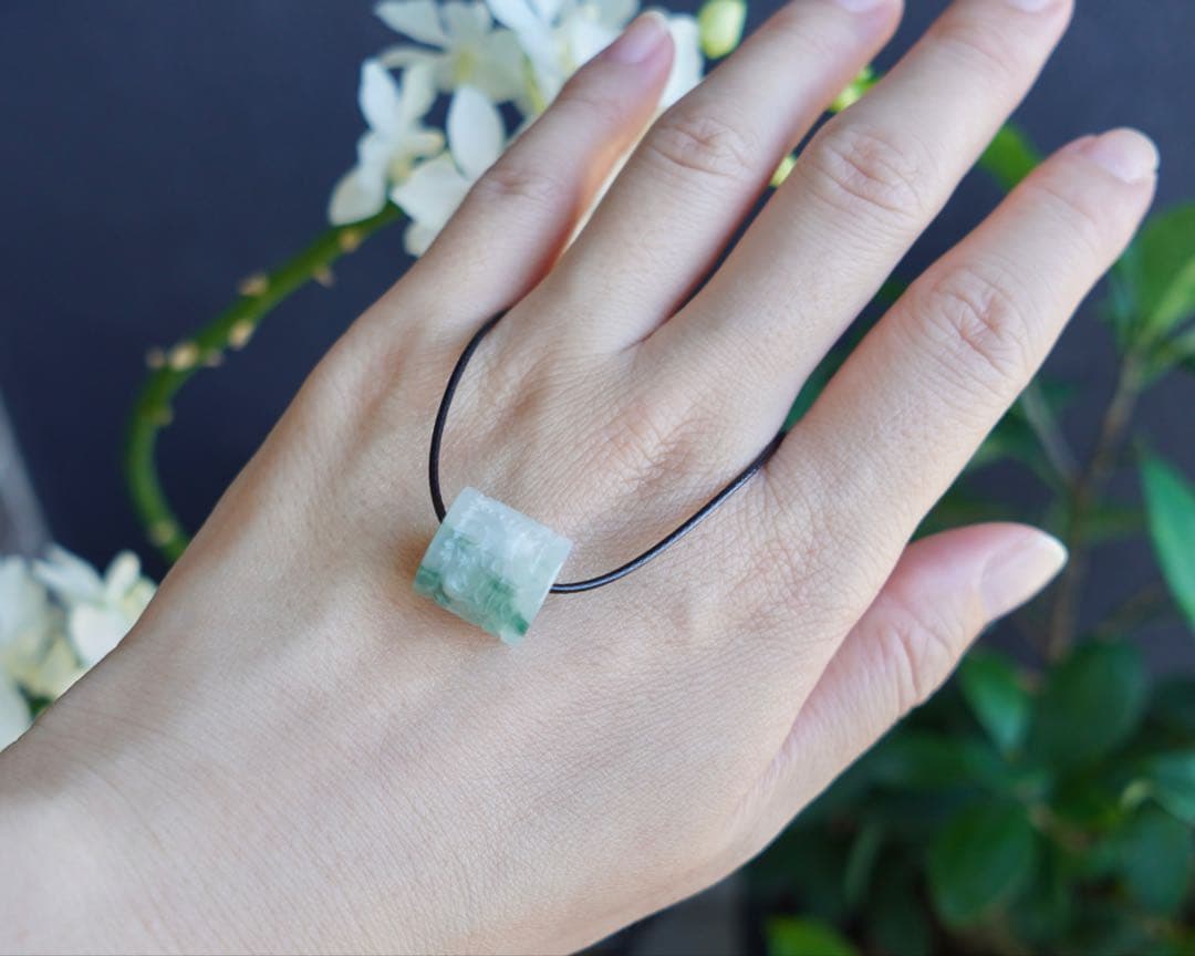 ☘本翡翠　氷種❄️六字真言　ルース⭐️路路通⭐️ネックレス　新品 0155