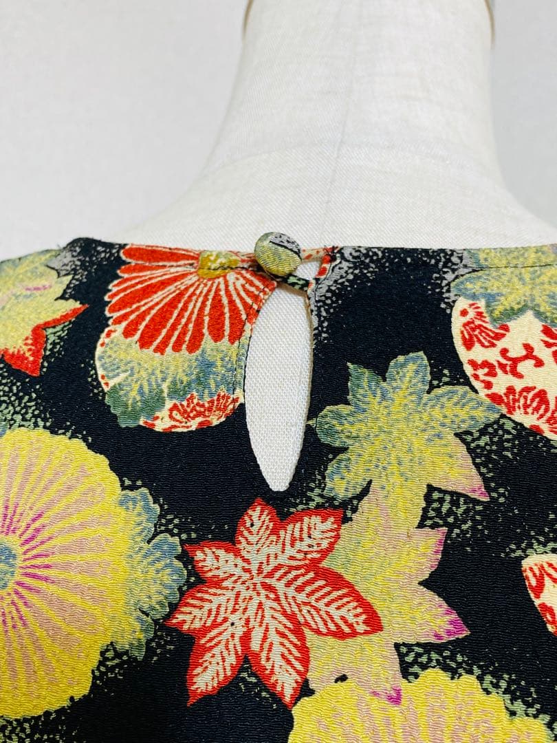 カネコイサオ wonderful World 縮緬 和風花柄 ロングワンピース