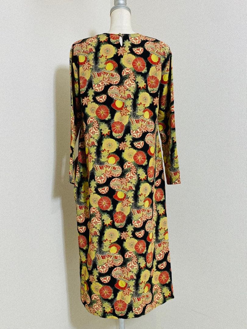 カネコイサオ wonderful World 縮緬 和風花柄 ロングワンピース