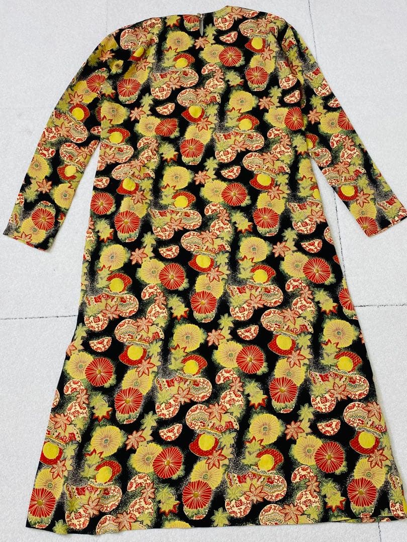 カネコイサオ wonderful World 縮緬 和風花柄 ロングワンピース