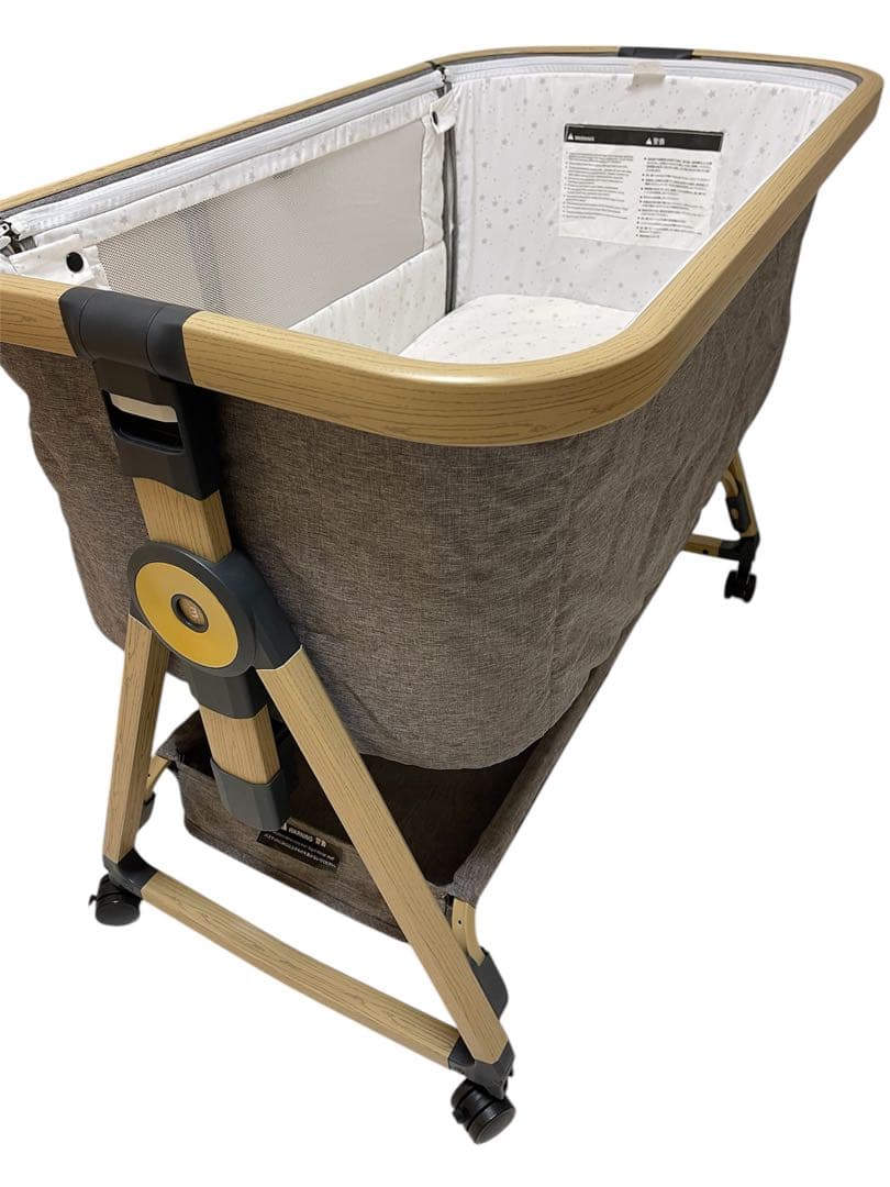 【美品】HZDMJ ベビーベッド 折りたたみ キャスター付き 新生児0-36ヶ月