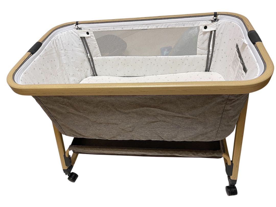 【美品】HZDMJ ベビーベッド 折りたたみ キャスター付き 新生児0-36ヶ月