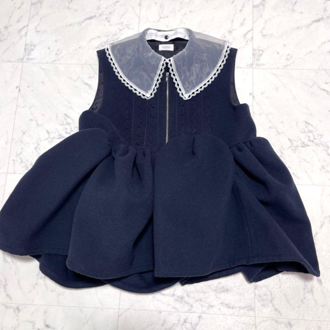 美品✨Bibiy. ANGIE SLEEVELESS JACKET ネイビー