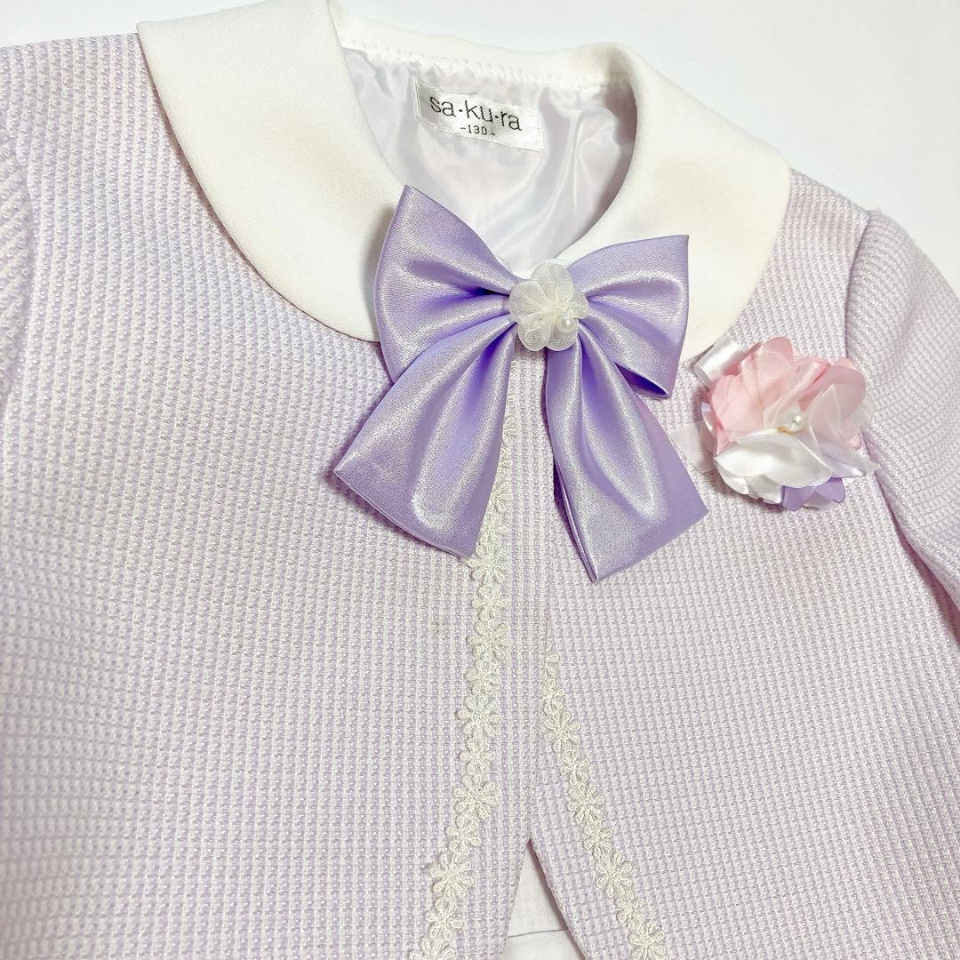130size ラベンダー×花柄 セレモニー 入学 卒園 発表会 フォーマル