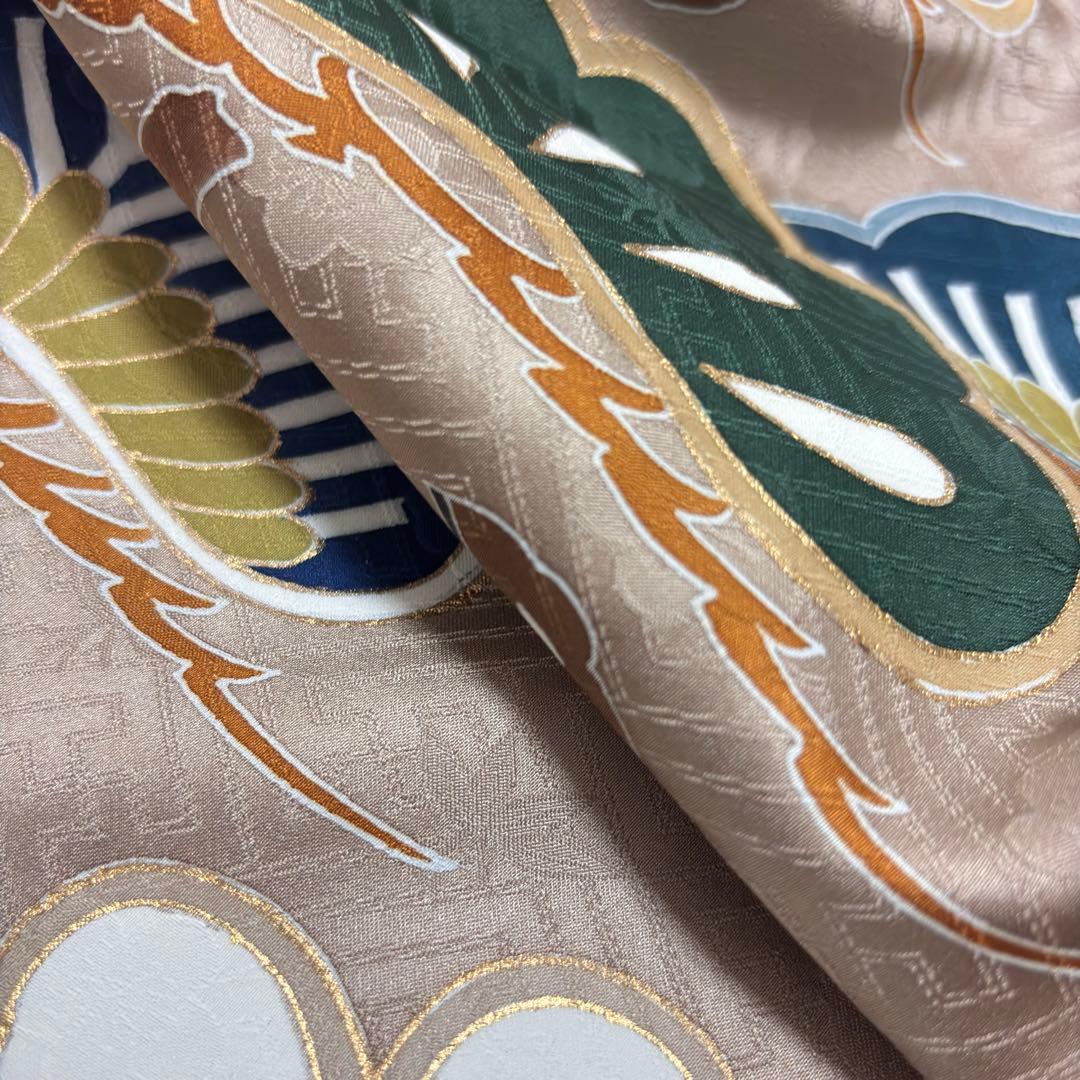 【新品】新色モカ色❗️正絹 京友禅 金駒刺繍 本金彩 襦袢付 新品たとう紙付 正絹