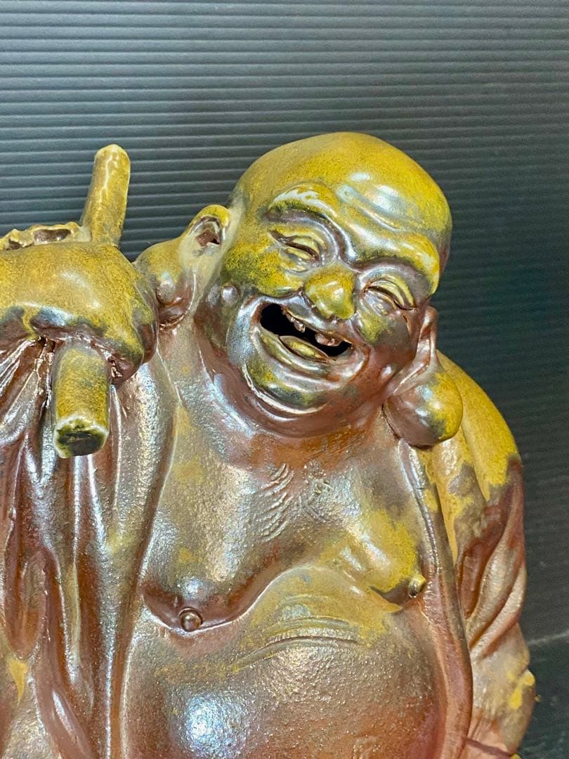 Green 備前焼 木村陶雲 置物 2点 布袋　備前