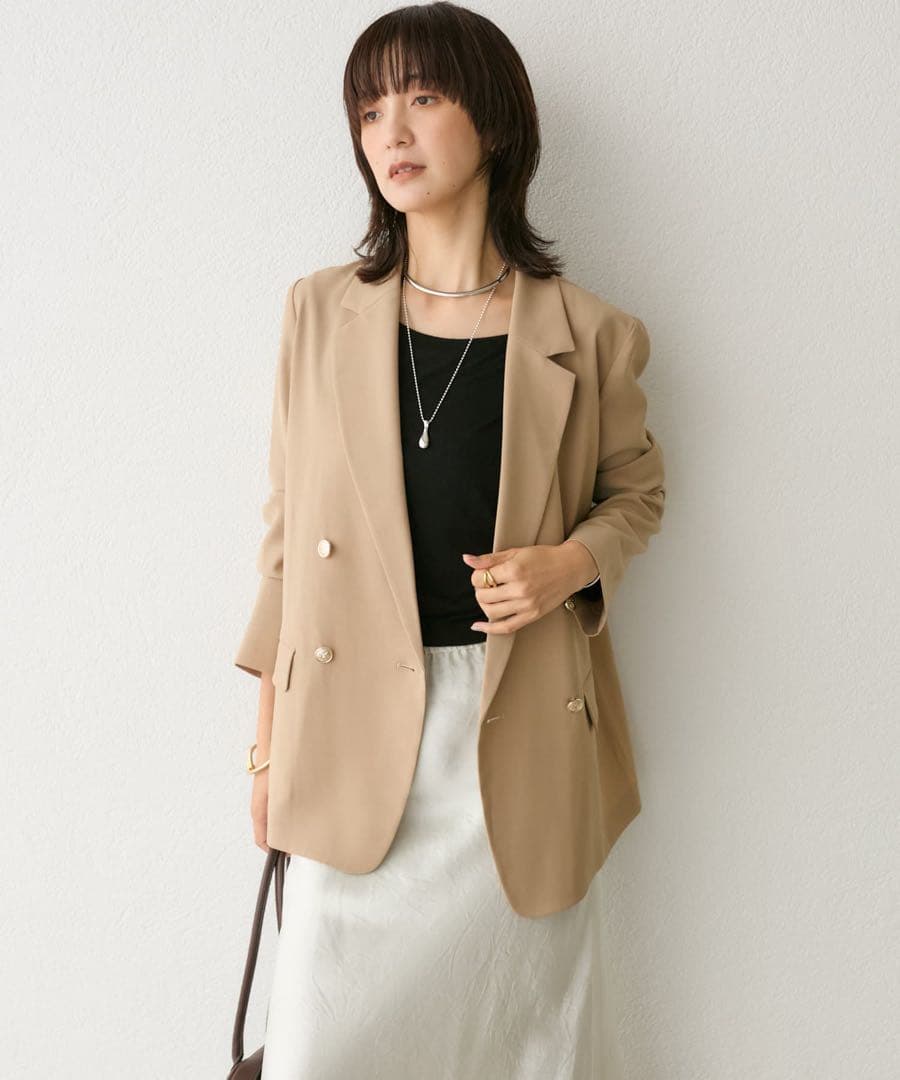 ストレッチツイルテーラードジャケット キャメル RIVE DROITE