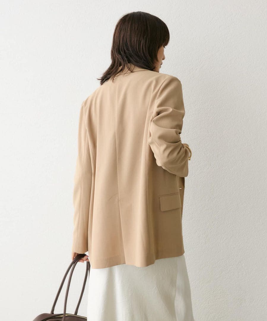 ストレッチツイルテーラードジャケット キャメル RIVE DROITE