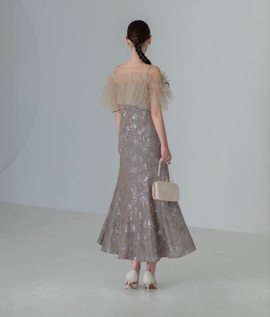 LEJA チュールフリルボレロペイントマーメイドドレスワンピース2点セット