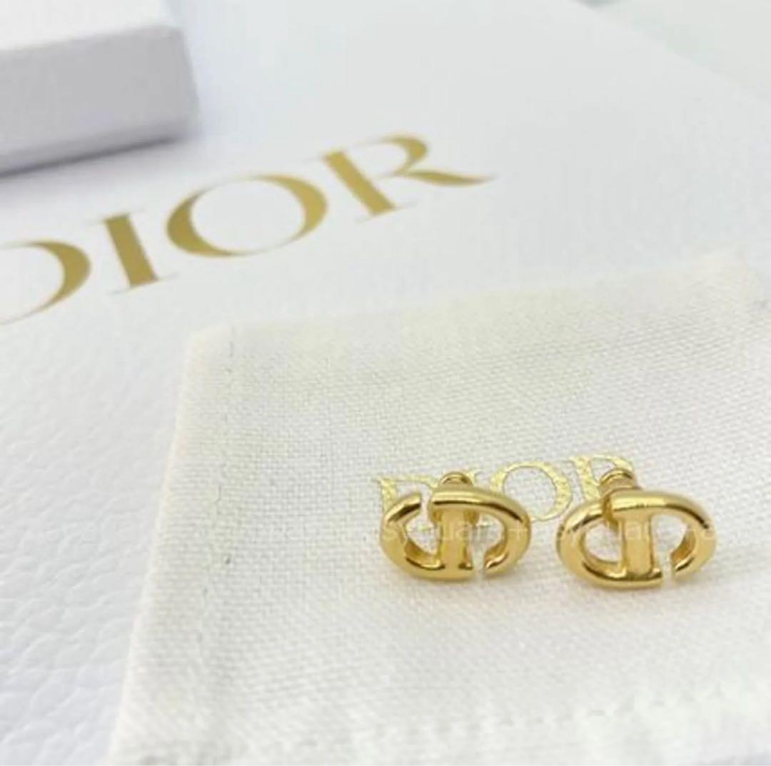 DIORディオール CD NAVY ロゴ スタッズ ゴールド 片耳のみ