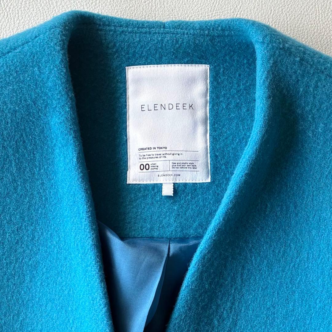 エレンディーク 定価4,6万円 きれい色ノーカラーショートウールコート