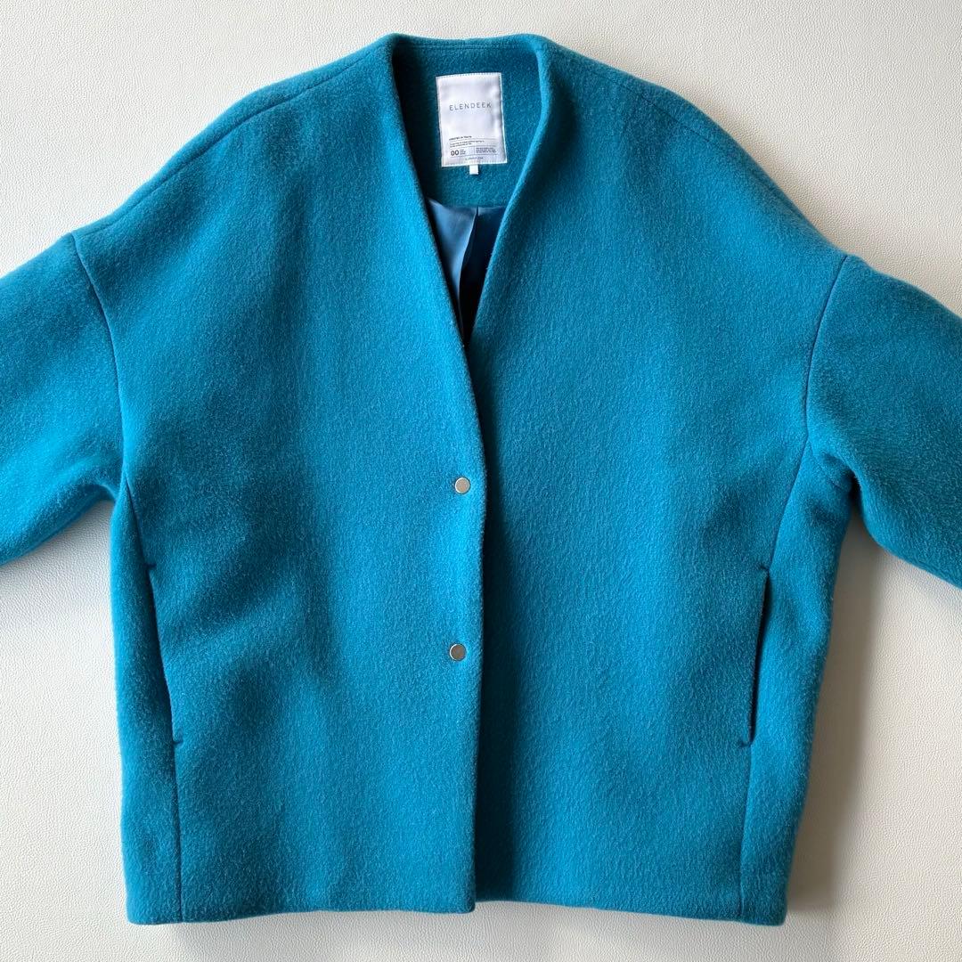 エレンディーク 定価4,6万円 きれい色ノーカラーショートウールコート